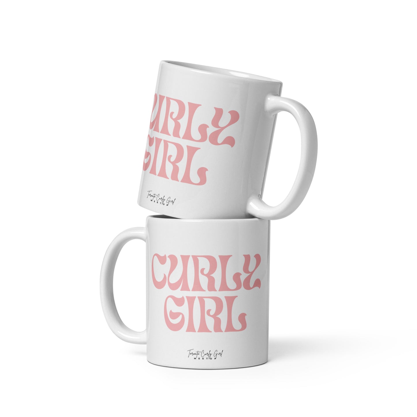 Curly Girl White glossy mug