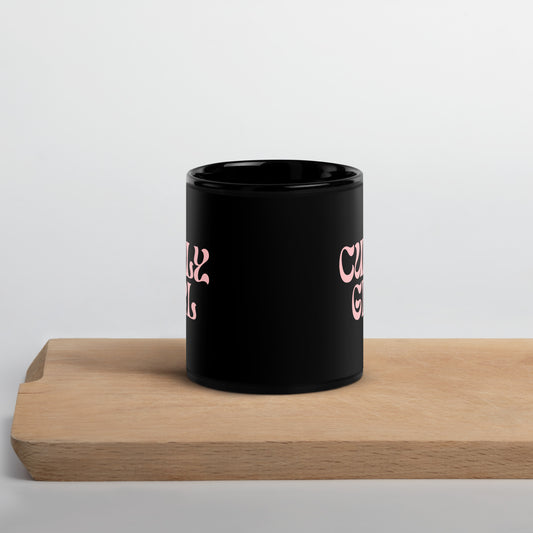 Curly Girl Black Glossy Mug
