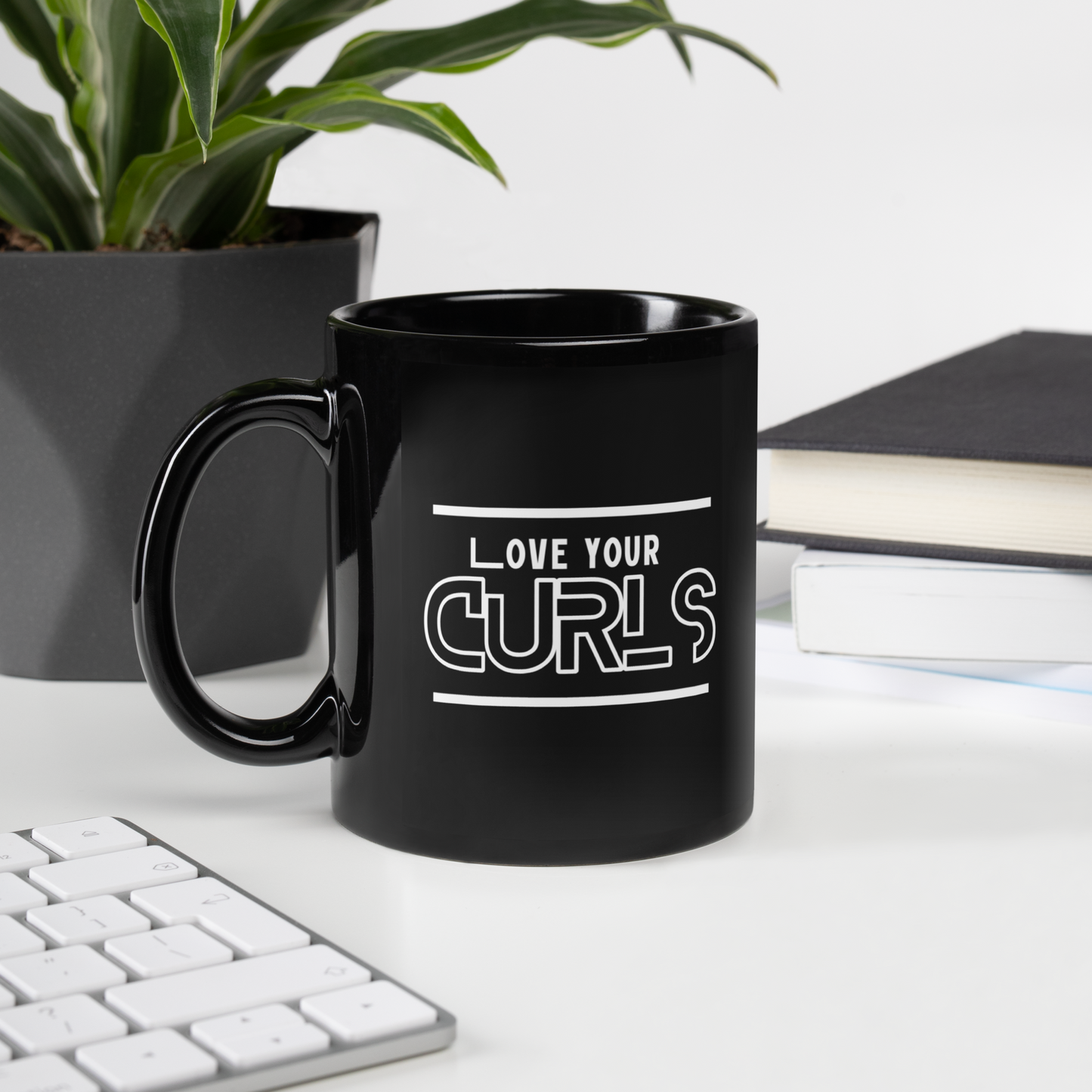 Love Your Curls Black Glossy Mug